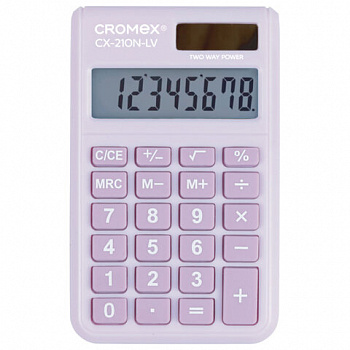 Калькулятор карманный CROMEX CX-210N-LV (96х62 мм), 8 разрядов, двойное питание, сиреневый