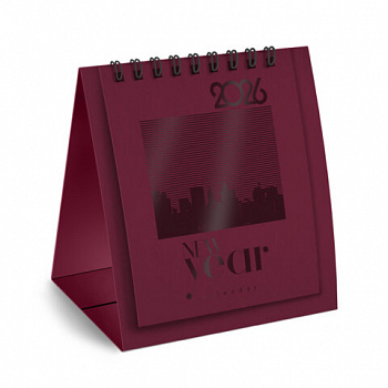 Календарь-домик настольный на гребне, 2026 г., BRAUBERG, 110х120 мм, БОРДОВЫЙ