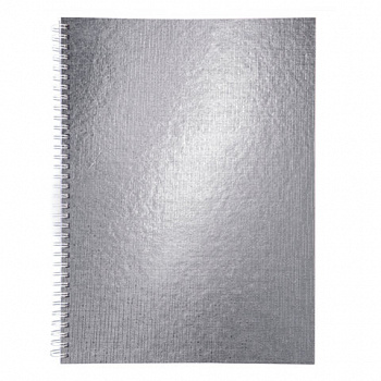 Тетрадь бумвинил А4 96 л., гребень, офсет №1, клетка, "СЕРЕБРО Metallic", HATBER, 077198, 96Т4бвВ1гр