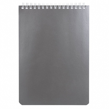 Блокнот А5 146х205 мм, 60 л., гребень, перфорация на отрыв, лакированный, BRAUBERG, "Серебро"