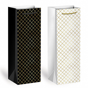 Пакет подарочный под бутылку (1штука) 13х9x36см (B) "Leather Bottle Bag", ассорти, ЗОЛОТАЯ СКАЗКА