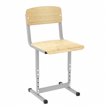 Стул ученический регулируемый ПИФАГОР SC-3, 380х380х750-830 мм, рост 5-7 (4-6) (160-190 см), серый каркас, фанера