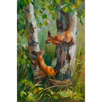 Картина стразами (алмазная мозаика) 30х40 см, ОСТРОВ СОКРОВИЩ "Белочки", без подрамника