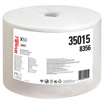 Протирочный нетканый материал KIMBERLY-CLARK Wypall X50, 1100 листов в рулоне, 24,9х34 см, белый