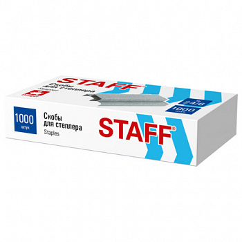 Скобы для степлера №24/6, 1000 штук, STAFF ECO, до 30 листов