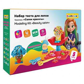 Тесто пластилин для лепки BAMBOX (БАМБОКС), НАБОР "Салон красоты" с парикмахерским креслом