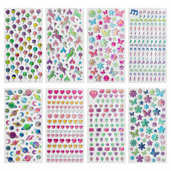 Наклейки гелевые "Яркое ассорти", 17,5х9 см, ассорти 8 видов, FUNSTER (ФАНСТЕР)