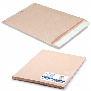 Конверт-пакеты С4 плоские (229х324 мм), до 90 листов, крафт-бумага, отрывная полоса, КОМПЛЕКТ 25 шт., 161150.25