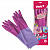 Перчатки МНОГОРАЗОВЫЕ резиновые YORK "Роза", хлопчатобумажное напыление, ПРОЧНЫЕ, размер 7-8, M (средний), розовые, вес 70 г