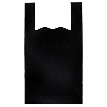 Пакет "майка" КОМПЛЕКТ 100 штук, 24+12х45 см, ПНД черный, 12 мкм, LAIMA