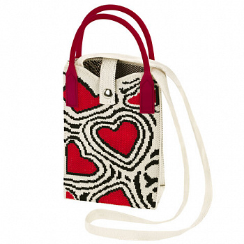 Сумочка-органайзер повседневная HEIKKI KNIT (ХЕЙКИ) кросс боди, вязаная, 17х12х5 см, "Red and black"