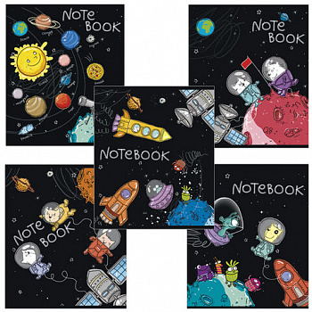 Тетрадь А5 48 л. ПЗБМ, скоба, клетка, конгрев, выборочный TWIN лак, "Полетели!" (5 видов)