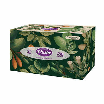 Косметические салфетки 180 штук в картонном боксе 2-слойн. Plushe Green Line(Плюше),2