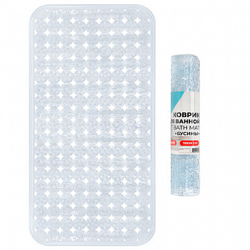 Коврик для ванны противоскользящий 70х36см, "Бусины", прозрачный, ПВХ, присоски, PRIMILA (ПРИМИЛА)