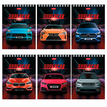 Блокнот МАЛЫЙ ФОРМАТ А6 110х145 мм, 40 л., гребень, лакированная обложка, клетка, HATBER, "Машины", 004666, 40Б6B1гр