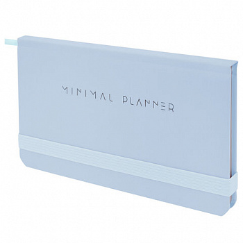 Еженедельник недатированный с резинкой 171х93 мм, BRAUBERG, твердый, 64 л., "Minimal", голубой
