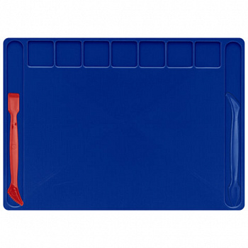 Доска для лепки А4, 280х200 мм, BRAUBERG KIDS, синяя, 7 отделений для пластилина, 2 стека
