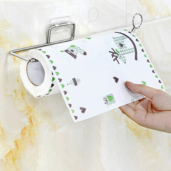 Держатель для бумажных полотенец и рулонных салфеток самоклеящийся, хром, LAIMA HOME