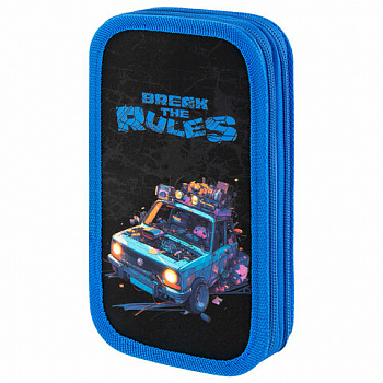 Пенал ЮНЛАНДИЯ, 2 отделения, картон с эффектом soft-touch, 19х11 см, "Rule breaker"