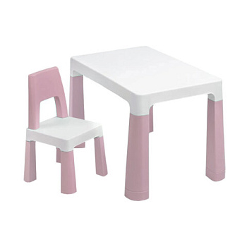 Стол детский + стул BRABIX KIDS CS-003, 2-7 лет, пластик белый + розовый