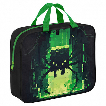 Папка на молнии с ручками BRAUBERG А4, 1 отделение, полиэстер, 80 мм, "Digital spider"