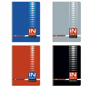 Тетрадь А4, 96 л., BRAUBERG, гребень, клетка, обложка картон, "INDAY"