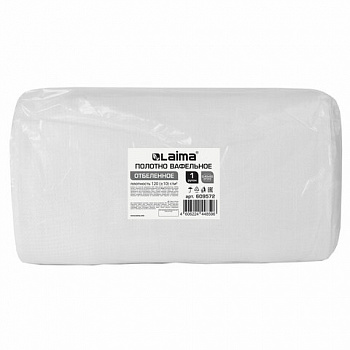 Полотно ВАФЕЛЬНОЕ отбеленное, рулон 0,40х50 м, в пакете, плотность 120 (±10) г/м2, LAIMA