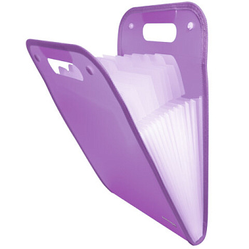 Папка-органайзер на кнопках 13 отделений, ВЕРТИКАЛЬНАЯ, BRAUBERG COMPLETE, А4, прозрачно-фиолетовая