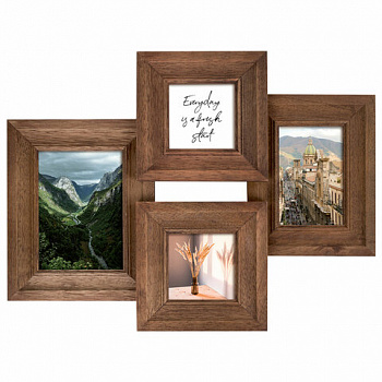 Рамка из мангового дерева BRAUBERG LOFT QUAD, фото разного размера, стекло, 52х39 см