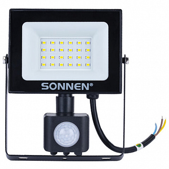 Прожектор светодиодный с датчиком движения 20 Вт, 6500 К, 1600 Лм, 20 м2, IP65, 122х146х51 мм, черный, SONNEN