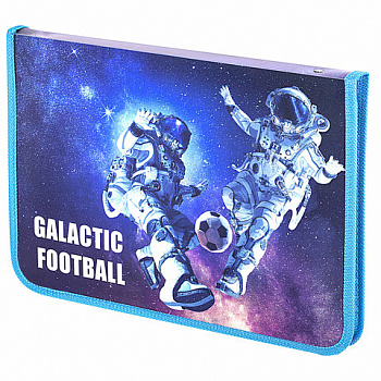 Папка для труда на молнии ЮНЛАНДИЯ А4, 1 отделение, откидная планка, органайзер, "Football"