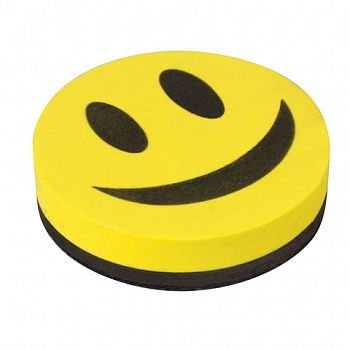 Стиратель магнитный для магнитно-маркерной доски, круглый, диаметр 90 мм, "Смайлик", STAFF "Basic"
