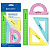 Набор чертежный средний BRAUBERG "Crystal" (линейка 20 см, 2 угольника, транспортир), цветной