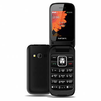 Телефон мобильный TEXET TM-422, 2 SIM, 2,4", расклад., microSD, FM, MP3, BT, камера, фонарик, черный