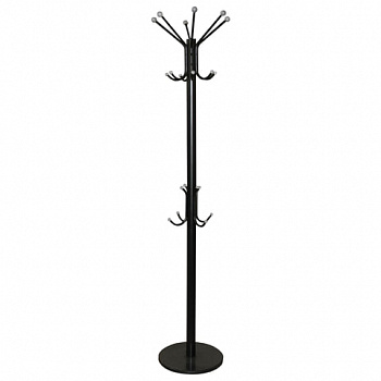 Вешалка-стойка SHT-CR450, 1,86 м, диск 37 см, 6 крючков + 4 дополнительных, металл/мрамор, черная, В1-50