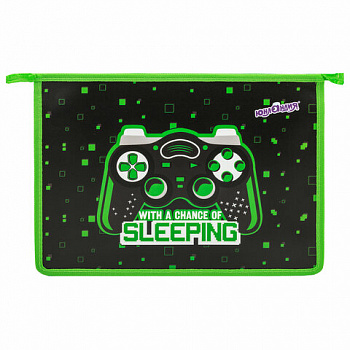 Папка для тетрадей ЮНЛАНДИЯ А4, 1 отделение, пластик, на молнии, "Gaming"