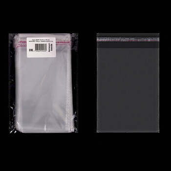 Пакет БОПП с клеевым клапаном, КОМПЛЕКТ 100 шт., 10х15+4 см, 25 мкм, с усиленным швом