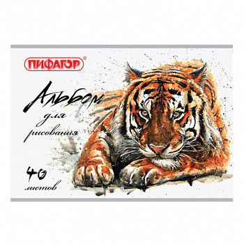 Альбом для рисования А4 40 л., скоба, обложка офсет, ПИФАГОР, 205х290 мм, "Дикая природа" (1 вид)