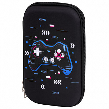 Пенал ЮНЛАНДИЯ большой, 1 отделение, 1 откидная планка, карман, полиэстер/EVA, 22х15х5 см, "Lucky gamer"