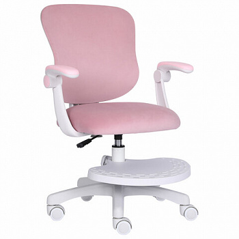 Кресло детское с подставкой для ног BRABIX "Sky MG-206", велюр, розовое