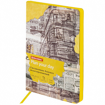 Ежедневник недатированный А5 (138х213 мм), BRAUBERG VISTA, под кожу, гибкий, 136 л., "Noir"