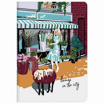 Тетрадь 40 л. в клетку обложка SoftTouch, бежевая бумага 70 г/м2, сшивка, А5 (147х210 мм), ЛАМЫ, BRAUBERG