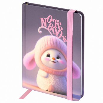 Блокнот с резинкой в клетку 96 л., МАЛЫЙ ФОРМАТ А6, 109х148 мм, твердая обложка, ЮНЛАНДИЯ, "Пушистик"