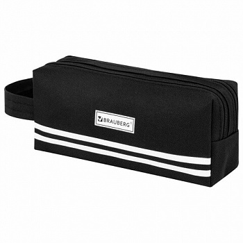 Пенал-органайзер BRAUBERG с ручкой, 2 отделения, полиэстер, 23x10 см, черный