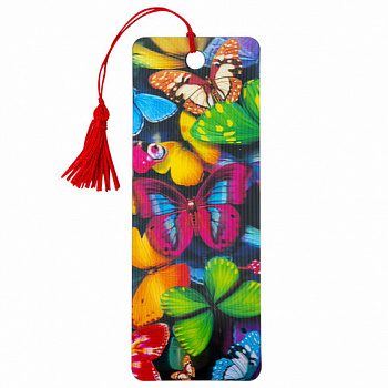 Закладка для книг с линейкой 3D-ОБЪЕМНАЯ BRAUBERG, "Бабочки", с декоративным шнурком