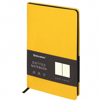 Блокнот А5 (148x218 мм), BRAUBERG "Metropolis Mix", под кожу, 80 л., в точку, желтый