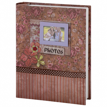 Фотоальбом BRAUBERG на 200 фотографий 10х15 см, твердая обложка, "Семья", бокс, красно-коричневый