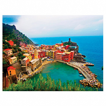 Картина стразами (алмазная мозаика) 30х40 см, ОСТРОВ СОКРОВИЩ "Прибрежный городок", на подрамнике