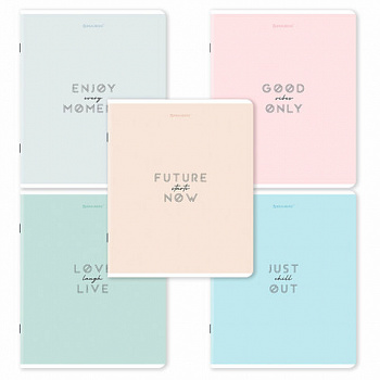 Тетрадь А5, 48 л., BRAUBERG, скоба, клетка, матовая ламинация, "Однотонный_Пастель", (микс в спайке)