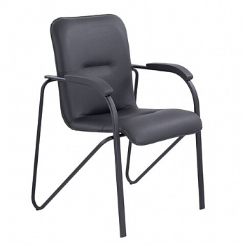 Кресло для приемных и переговорных BRABIX "Samba CF-107", черный каркас, кожзам черный, собранное